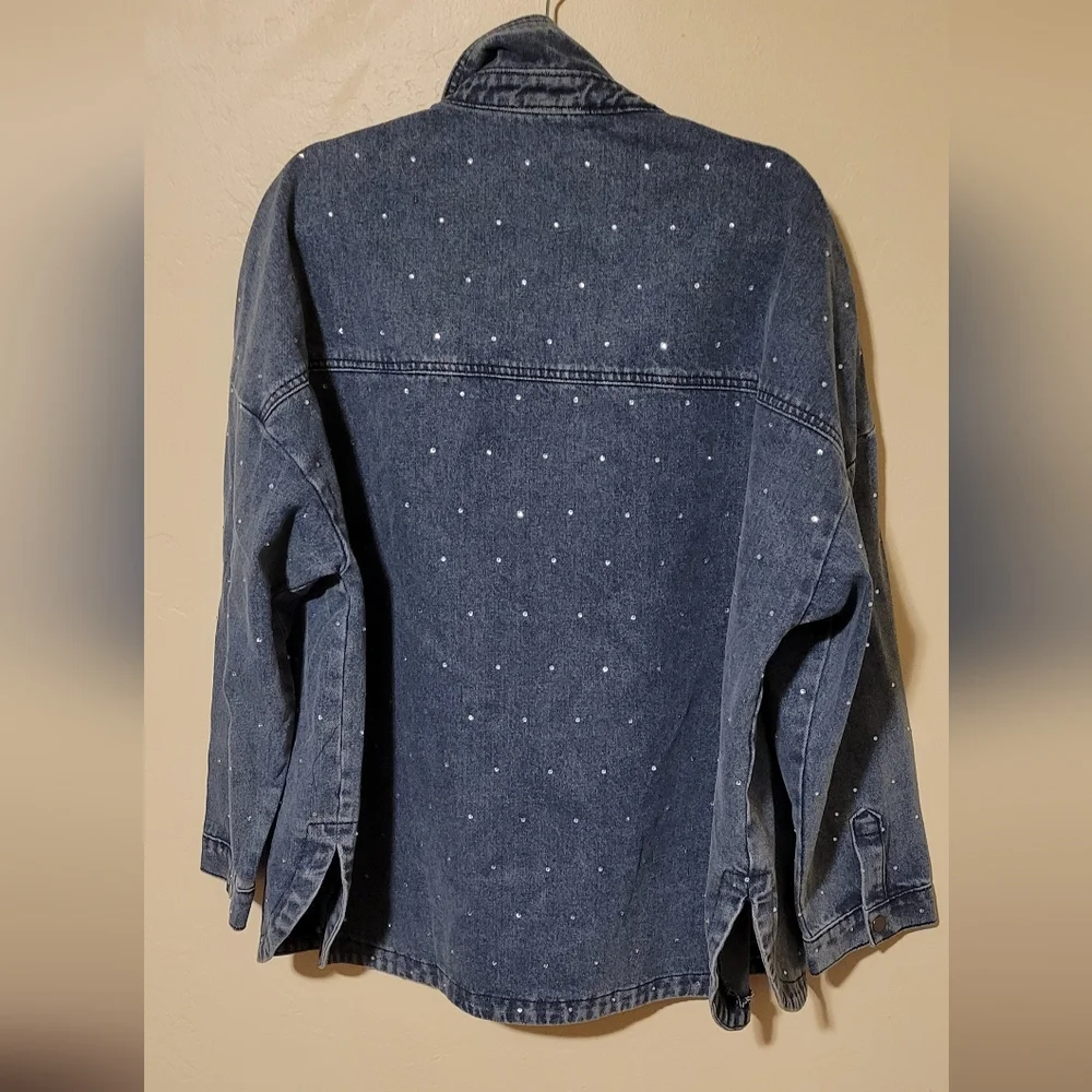 Denim Jacket with Rhinestone Detail